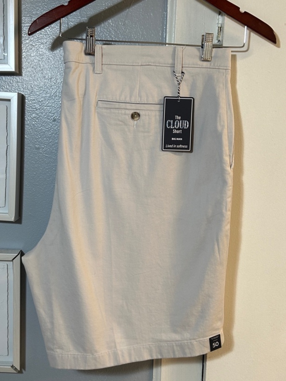 NWT Roundtree & Yorke 9” Seam Size 50 Beige Classic Fit Flat Front Cloud Shorts